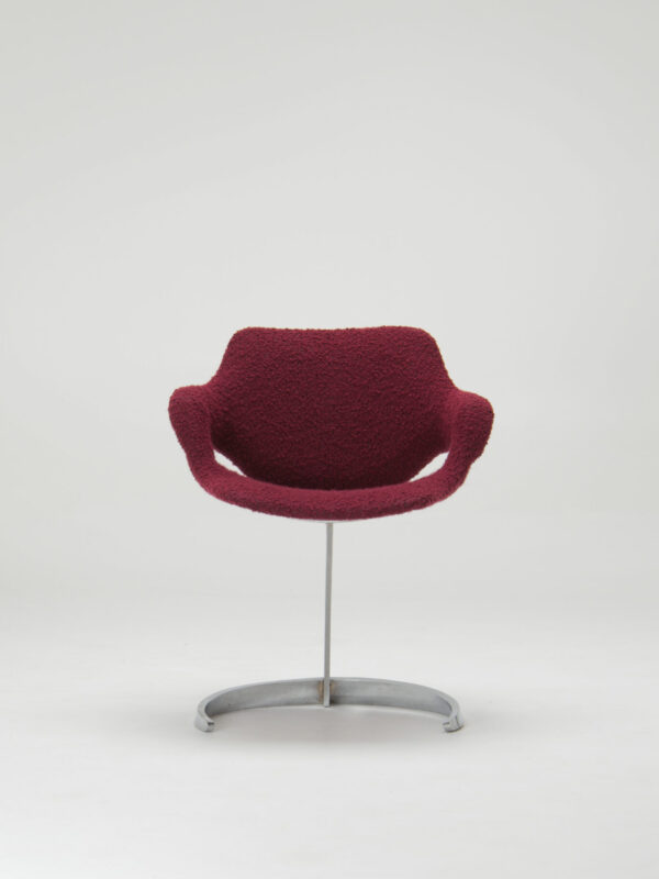 Sculptural "Scimitar" Dining Set in Burgundy Bouclé